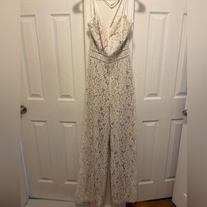 Altard State | Elegant Lace Jumpsuit in Cream/white